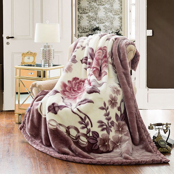 Heavy Korean Style 2-Ply Floral Print Mink Blanket
